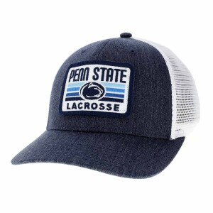 melange navy trucker hat with Penn State Lacrosse embroidered patch